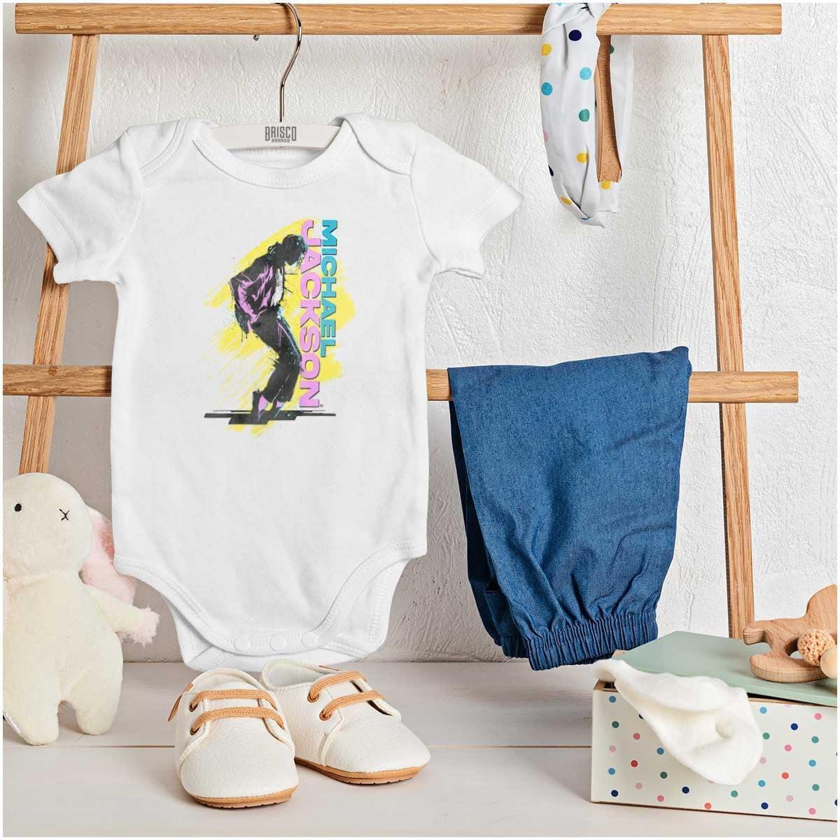 imageBrisco Brands Michael Jackson 90s Toe Stand Dance Baby Romper Boys or GirlsWhite