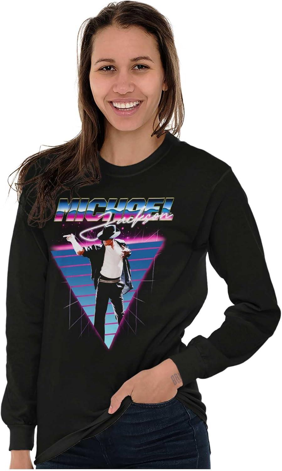 imageMichael Jackson 80s Iconic Pop Pose Long Sleeve Tshirt Men WomenBlack