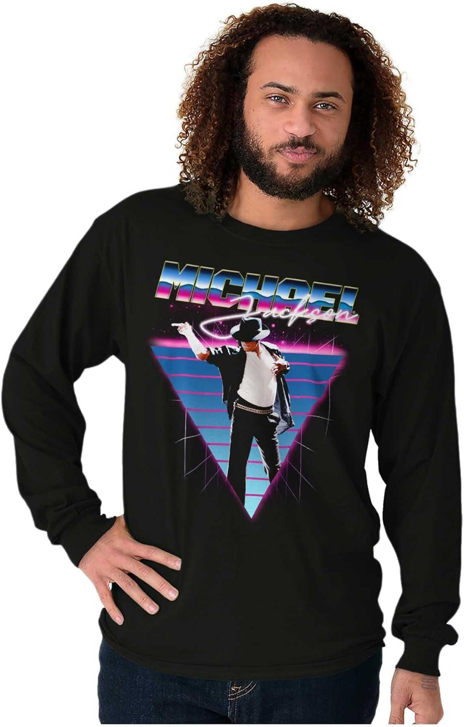 imageMichael Jackson 80s Iconic Pop Pose Long Sleeve Tshirt Men WomenBlack