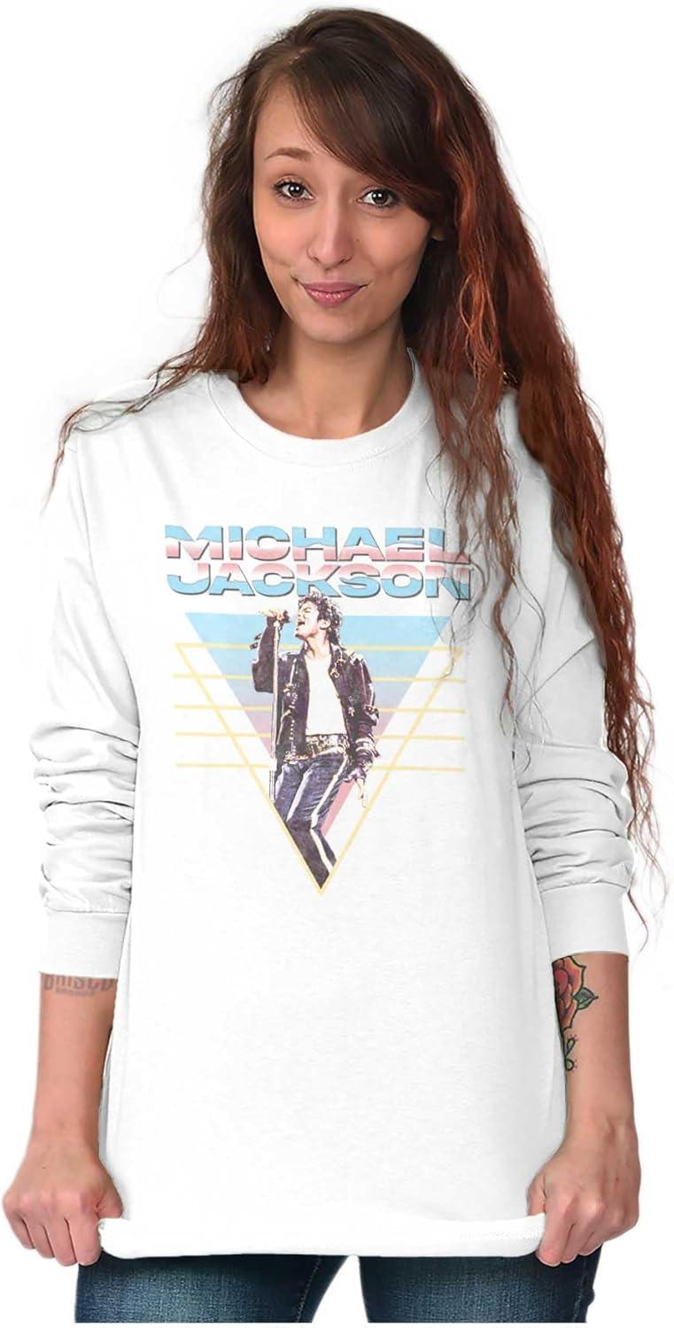 imageMichael Jackson 90s King of Pop Long Sleeve Tshirt Men WomenWhite