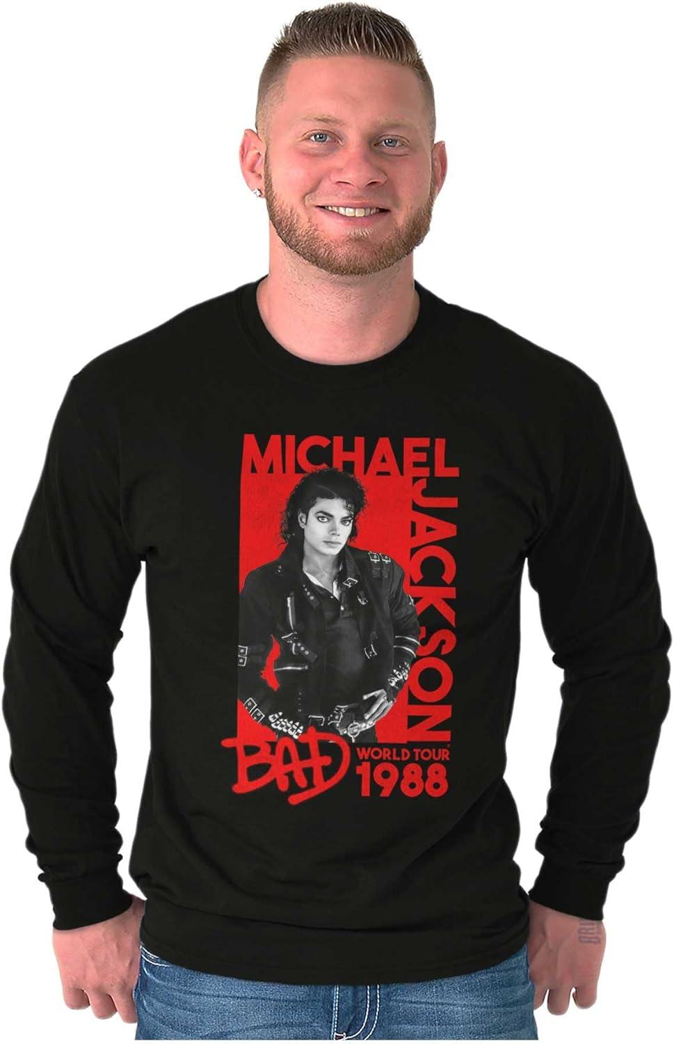 imageMichael Jackson Bad World Your 1988 Long Sleeve Tshirt Men WomenBlack