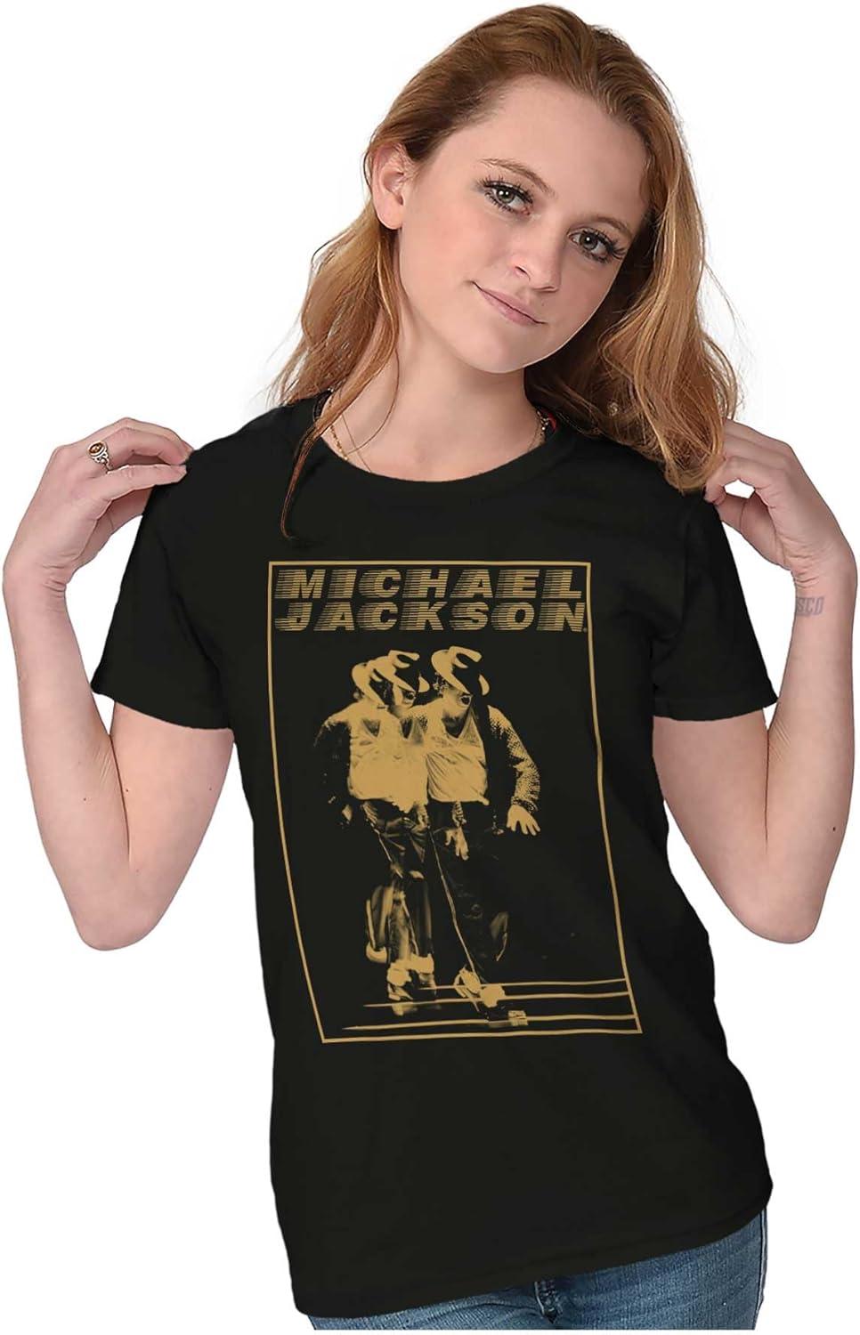 imageMichael Jackson Moonwalk Glitch Womens Slim Fit Graphic TeeBlack