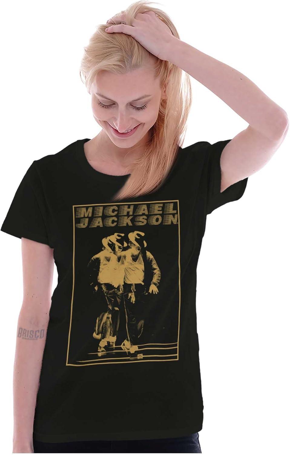 imageMichael Jackson Moonwalk Glitch Womens Slim Fit Graphic TeeBlack