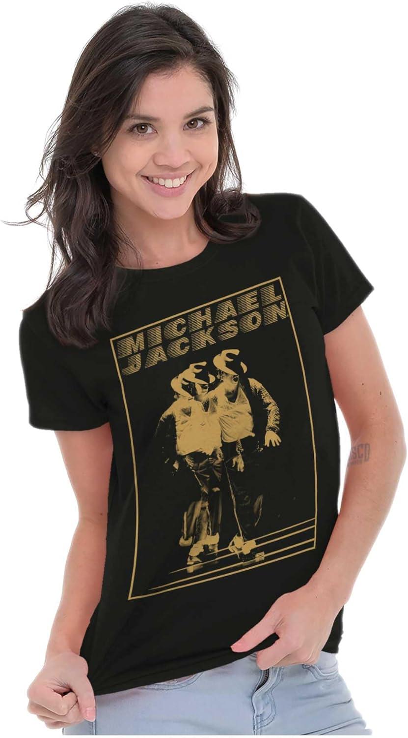 imageMichael Jackson Moonwalk Glitch Womens Slim Fit Graphic TeeBlack