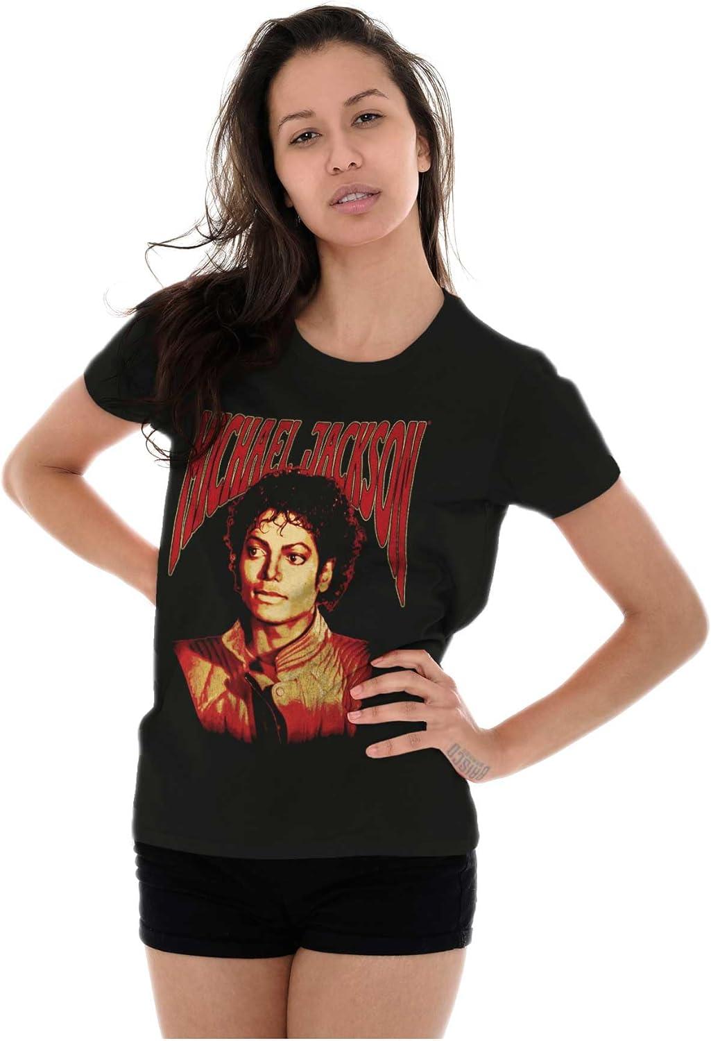 imageMichael Jackson Thriller Pop Portait Womens Slim Fit Graphic TeeBlack