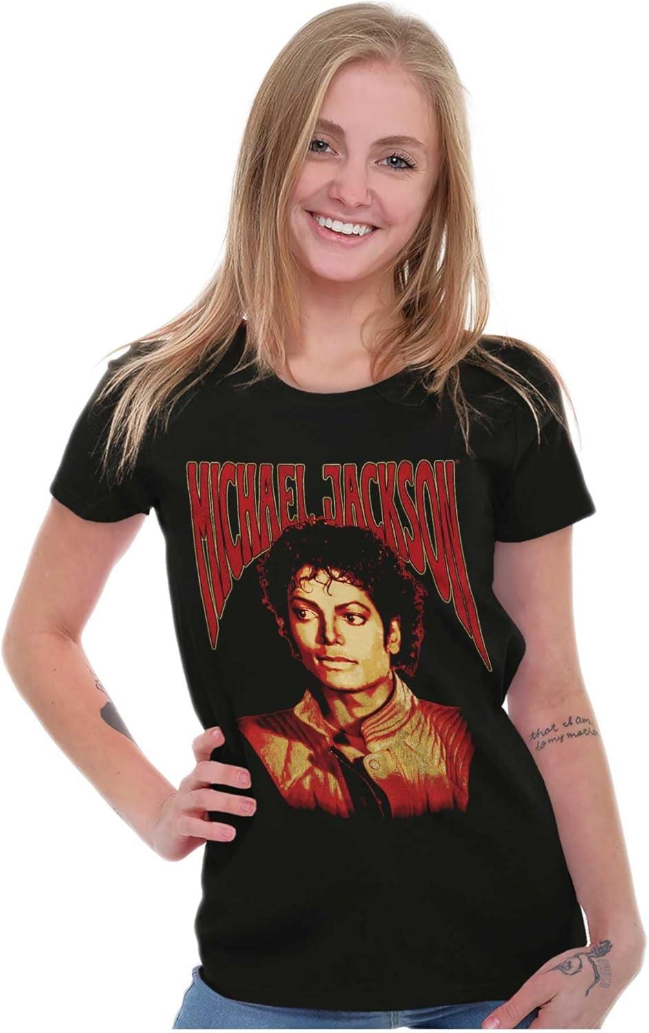 imageMichael Jackson Thriller Pop Portait Womens Slim Fit Graphic TeeBlack