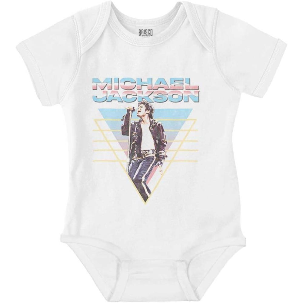 imageBrisco Brands Michael Jackson 90s King of Pop Baby Romper Boys or GirlsWhite