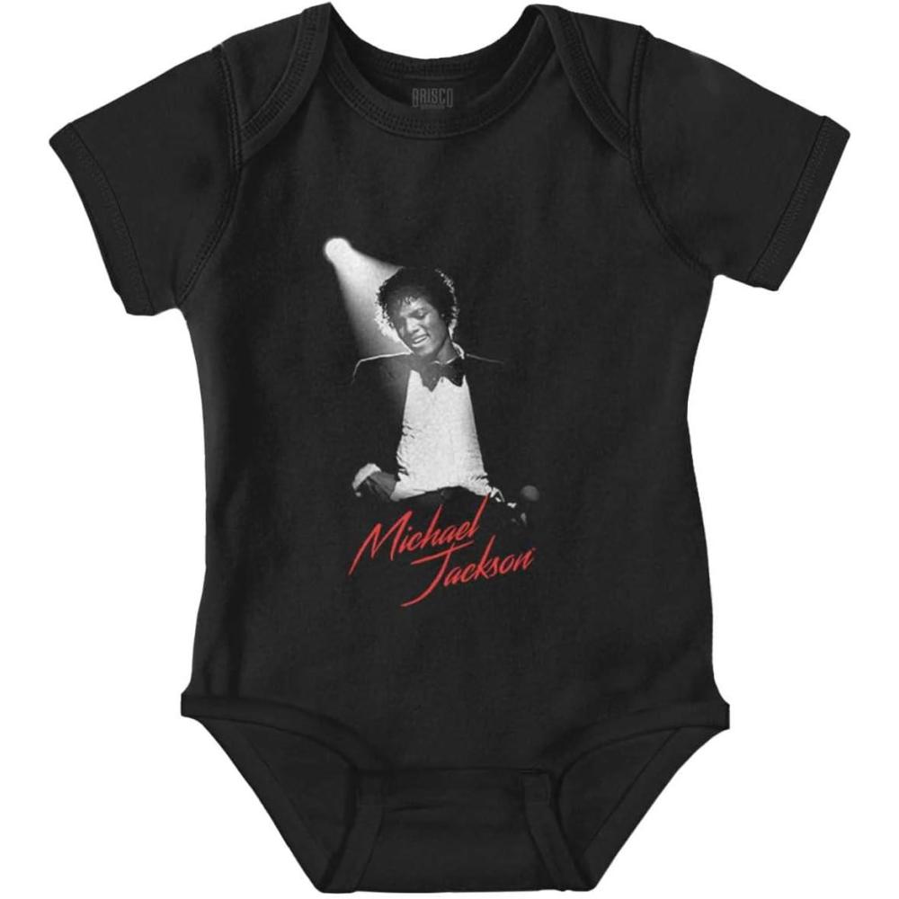 imageBrisco Brands Michael Jackson King of Pop Spotlight Baby Romper Boys or GirlsBlack