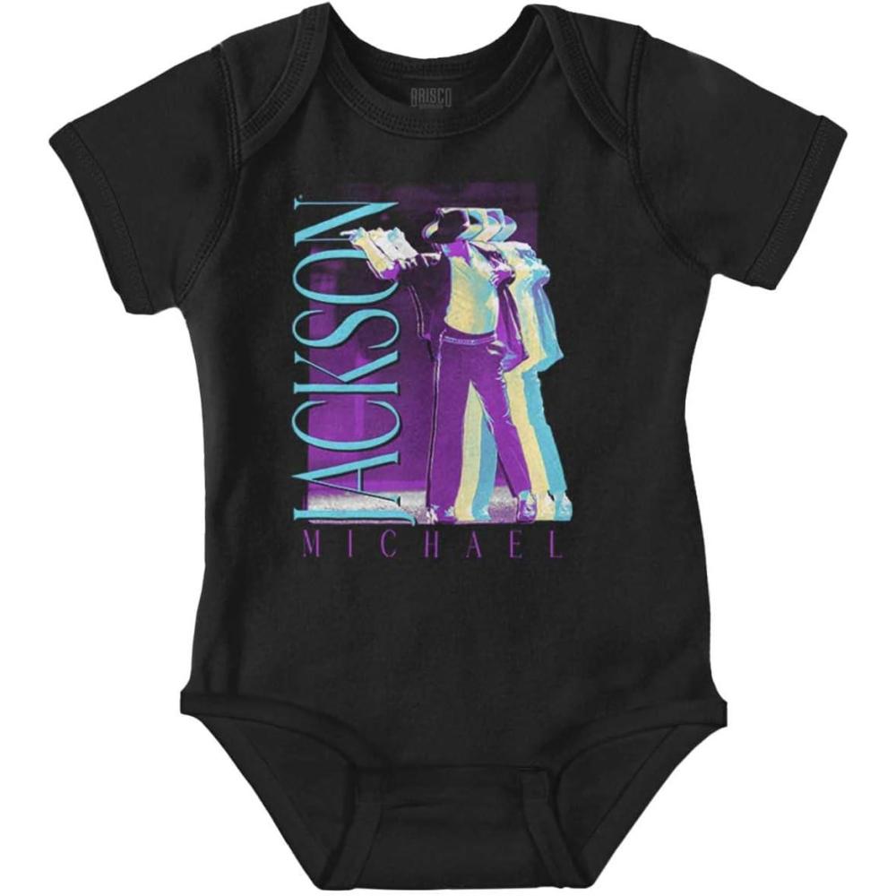imageBrisco Brands Michael Jackson MJ Dance Glitch Baby Romper Boys or GirlsBlack