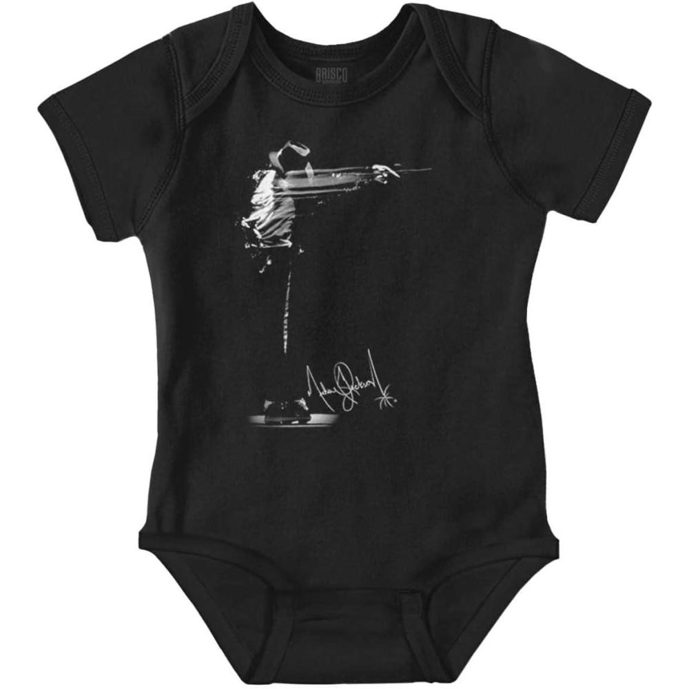 imageBrisco Brands Michael Jackson Signature Autograph Baby Romper Boys or GirlsBlack