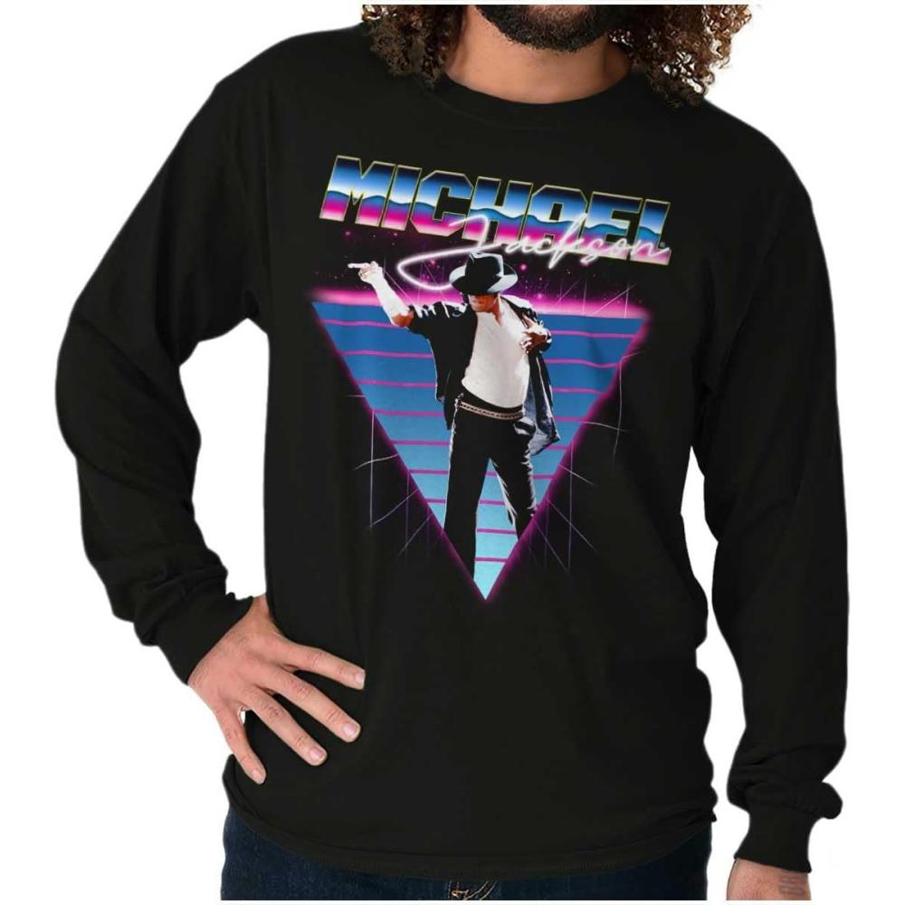 imageMichael Jackson 80s Iconic Pop Pose Long Sleeve Tshirt Men WomenBlack