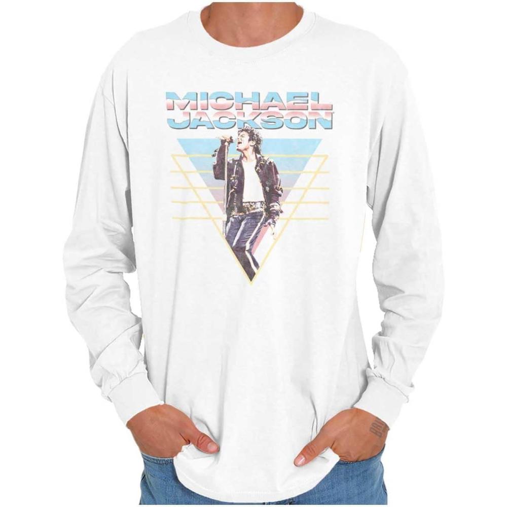 imageMichael Jackson 90s King of Pop Long Sleeve Tshirt Men WomenWhite