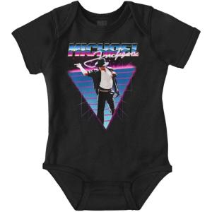 Brisco Brands Michael Jackson 80s Iconic Pop Pose Baby Romper Boys or Girls(Black)