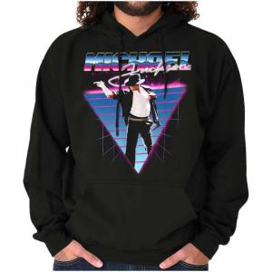 Brisco Brands Michael Jackson 80s Iconic Pop Pose Hoodie Sweatshirt Women Men(Black)