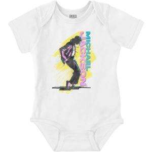Brisco Brands Michael Jackson 90s Toe Stand Dance Baby Romper Boys or Girls(White)