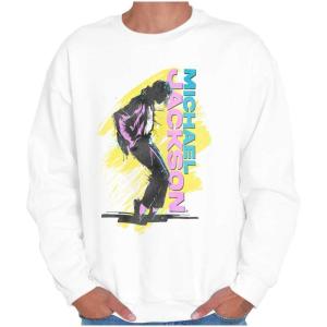 Brisco Brands Michael Jackson 90s Toe Stand Dance Sweatshirt for Men or Women(White)