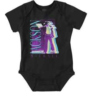 Brisco Brands Michael Jackson MJ Dance Glitch Baby Romper Boys or Girls(Black)