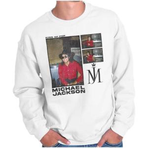 Brisco Brands Michael Jackson Pop Studio Session Sweatshirt for Men or Women(White)