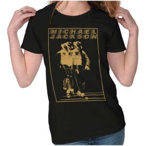 Michael Jackson Moonwalk Glitch Womens Slim Fit Graphic Tee(Black)