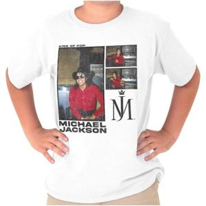 Michael Jackson Pop Studio Session Crewneck T Shirts Boy Girl(White)