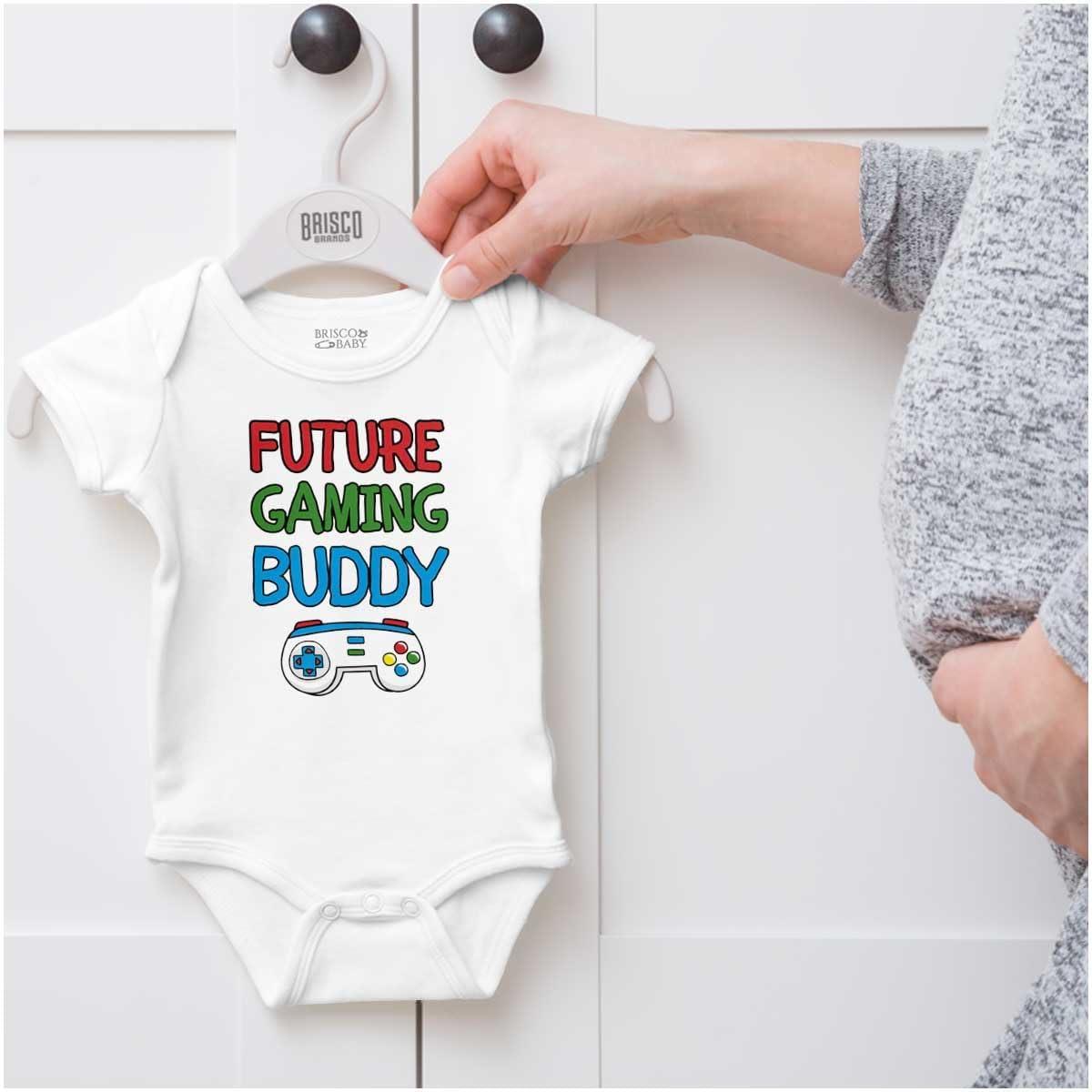 imageBrisco Brands Future Gaming Buddy Video Gamer Nerd Baby Bodysuit Jumper BoysWhite