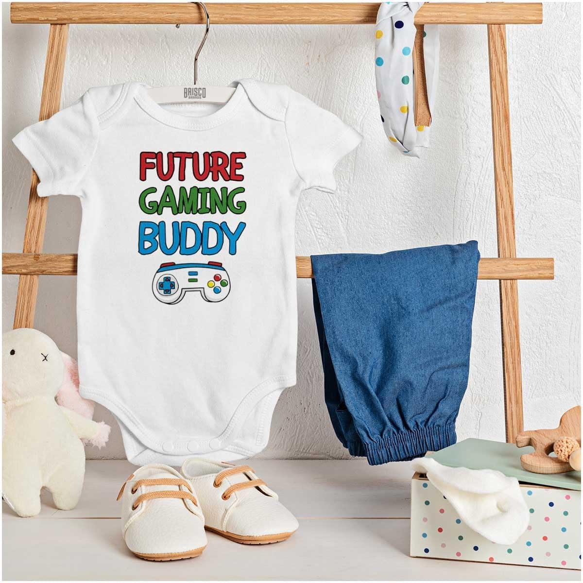 imageBrisco Brands Future Gaming Buddy Video Gamer Nerd Baby Bodysuit Jumper BoysWhite