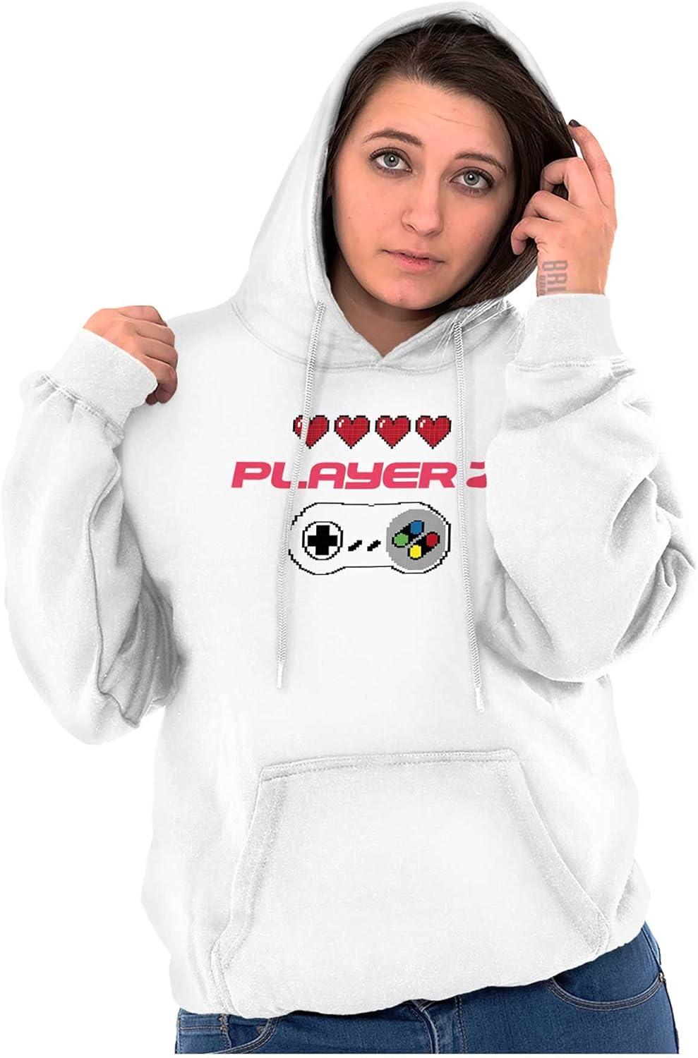 imageBrisco Brands Gaming Set Couples Siblings BFF Gamer Hoodie Hooded Sweatshirt MenPlayer Two White