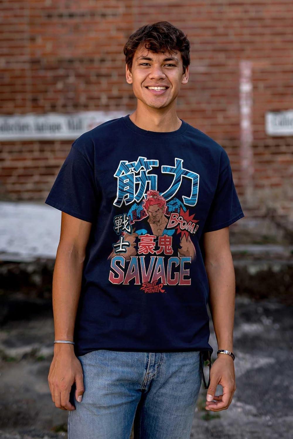 imageBrisco Brands Kanji Street Fighter Savage Akuma Mens Graphic T Shirt TeesNavy