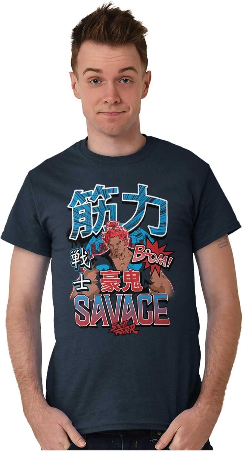 imageBrisco Brands Kanji Street Fighter Savage Akuma Mens Graphic T Shirt TeesNavy