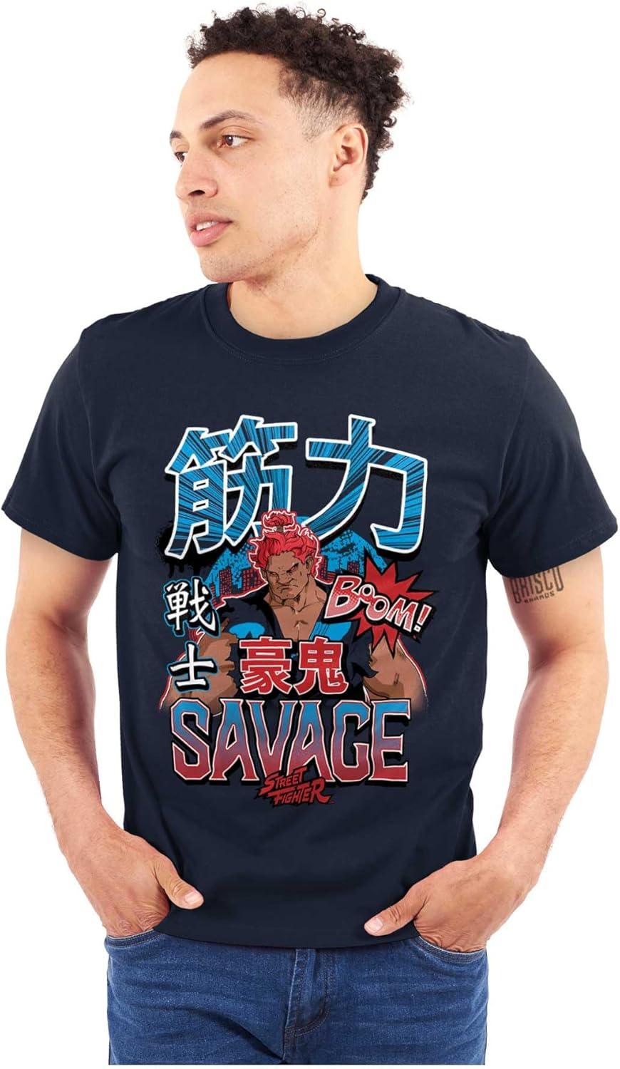imageBrisco Brands Kanji Street Fighter Savage Akuma Mens Graphic T Shirt TeesNavy