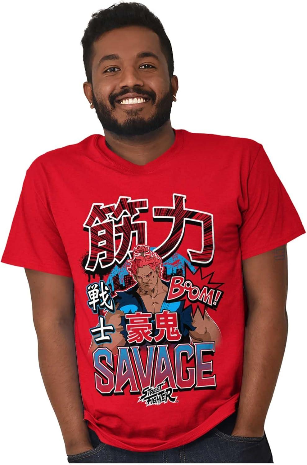 imageBrisco Brands Kanji Street Fighter Savage Akuma Mens Graphic T Shirt TeesRed