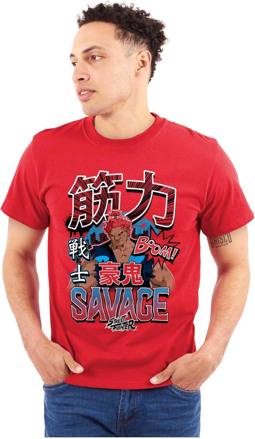imageBrisco Brands Kanji Street Fighter Savage Akuma Mens Graphic T Shirt TeesRed