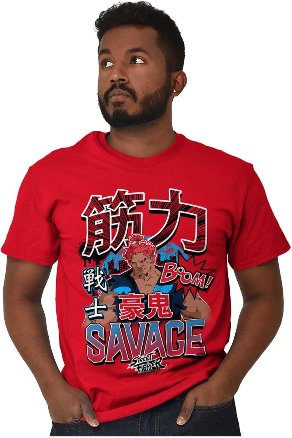 imageBrisco Brands Kanji Street Fighter Savage Akuma Mens Graphic T Shirt TeesRed