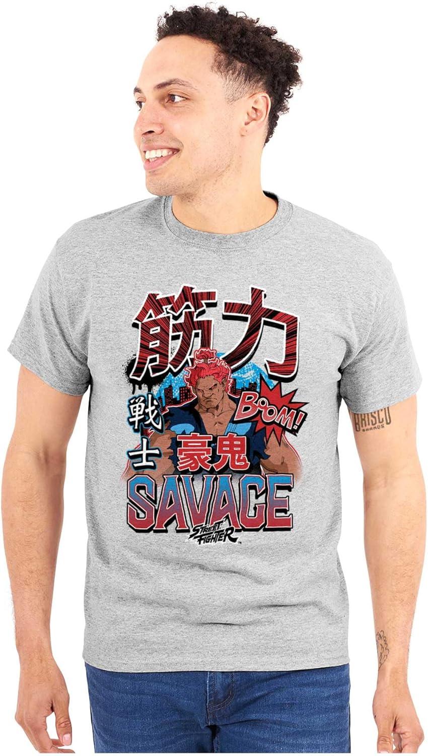 imageBrisco Brands Kanji Street Fighter Savage Akuma Mens Graphic T Shirt TeesSport Grey