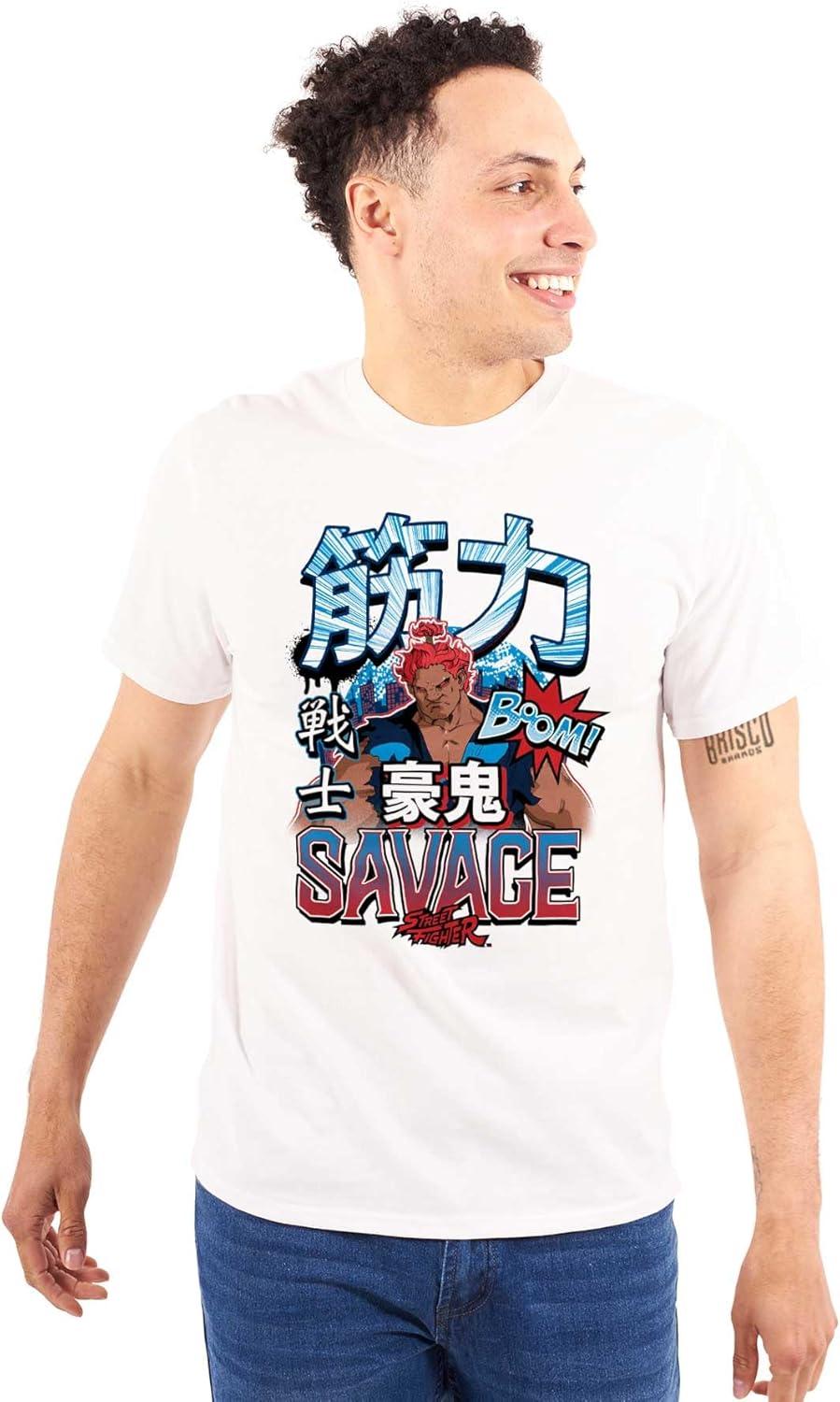 imageBrisco Brands Kanji Street Fighter Savage Akuma Mens Graphic T Shirt TeesWhite
