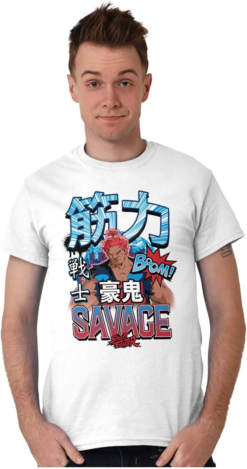 imageBrisco Brands Kanji Street Fighter Savage Akuma Mens Graphic T Shirt TeesWhite