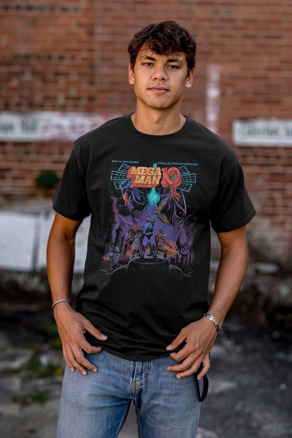 imageBrisco Brands Mega Man 10 Megaman Protoman Comic Graphic T Shirt Men or WomenBlack