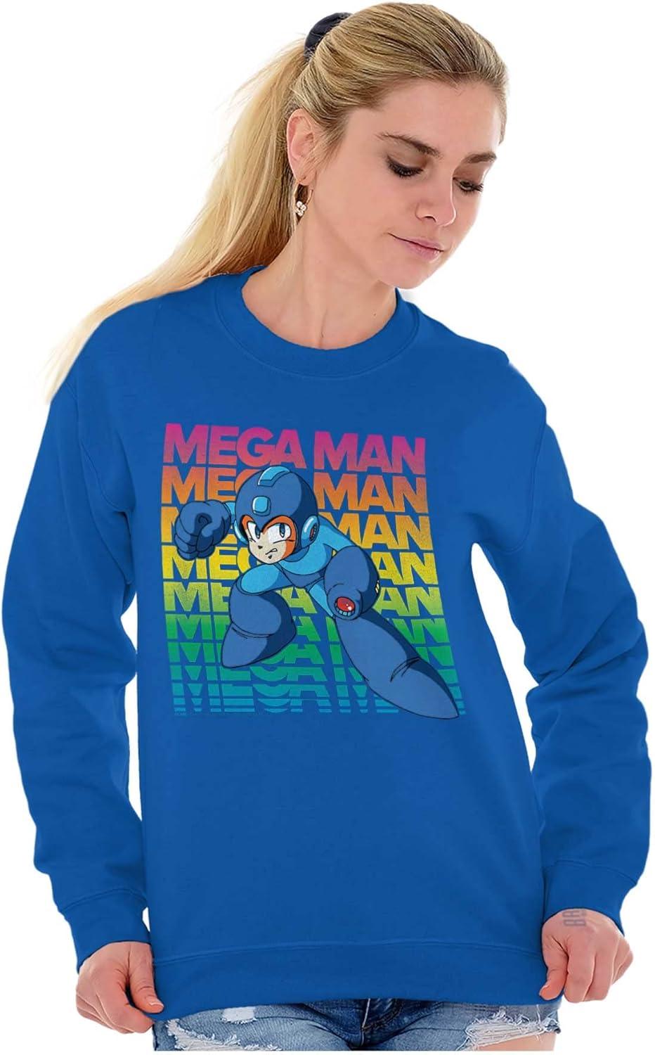 imageBrisco Brands Mega Man 90s Anime Cartoon Character Sweatshirt for Men or WomenRoyal