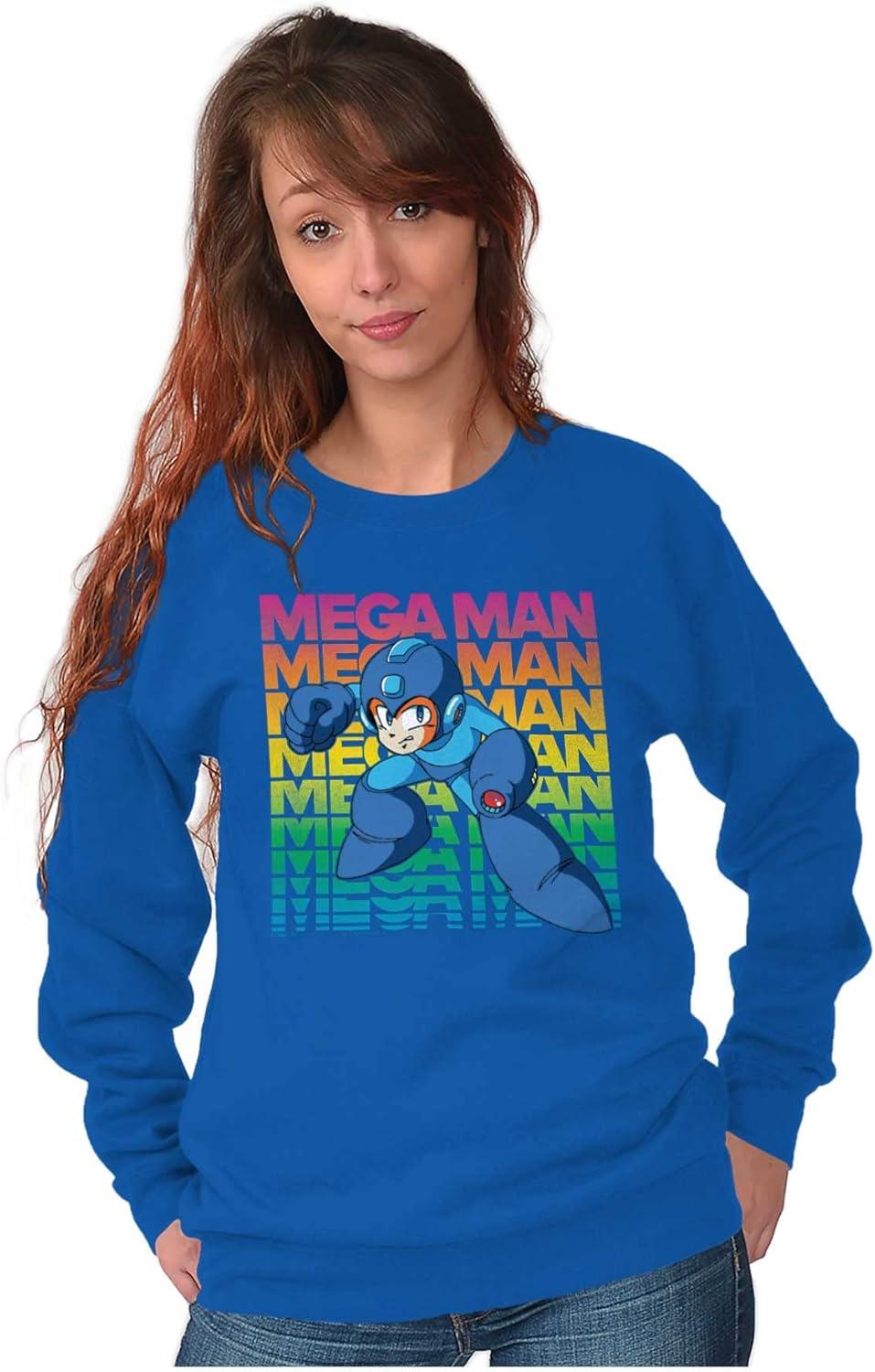 imageBrisco Brands Mega Man 90s Anime Cartoon Character Sweatshirt for Men or WomenRoyal