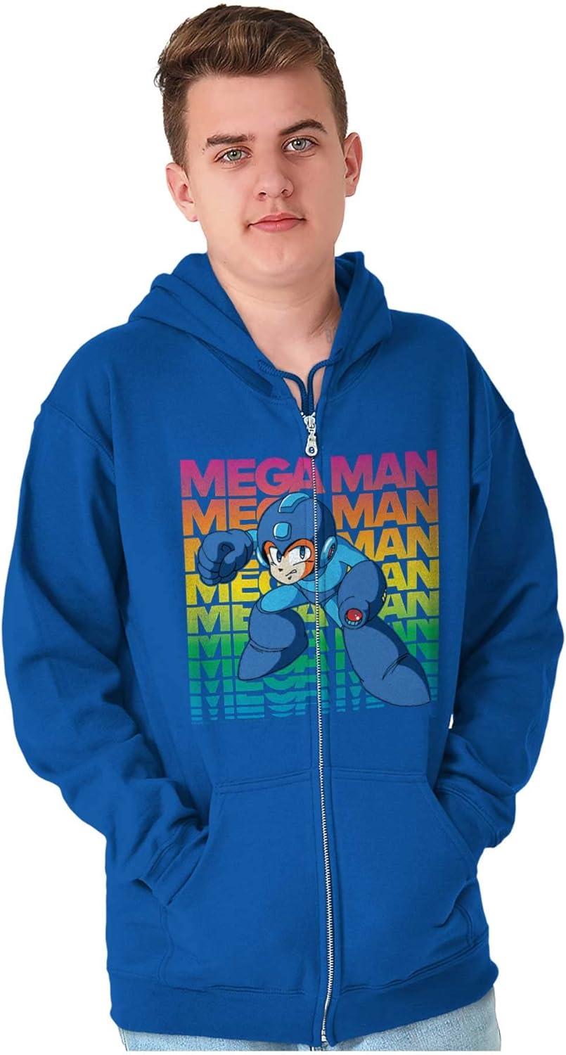 imageBrisco Brands Mega Man 90s Anime Cartoon Character Zip Up Hoodie Mens WomensRoyal