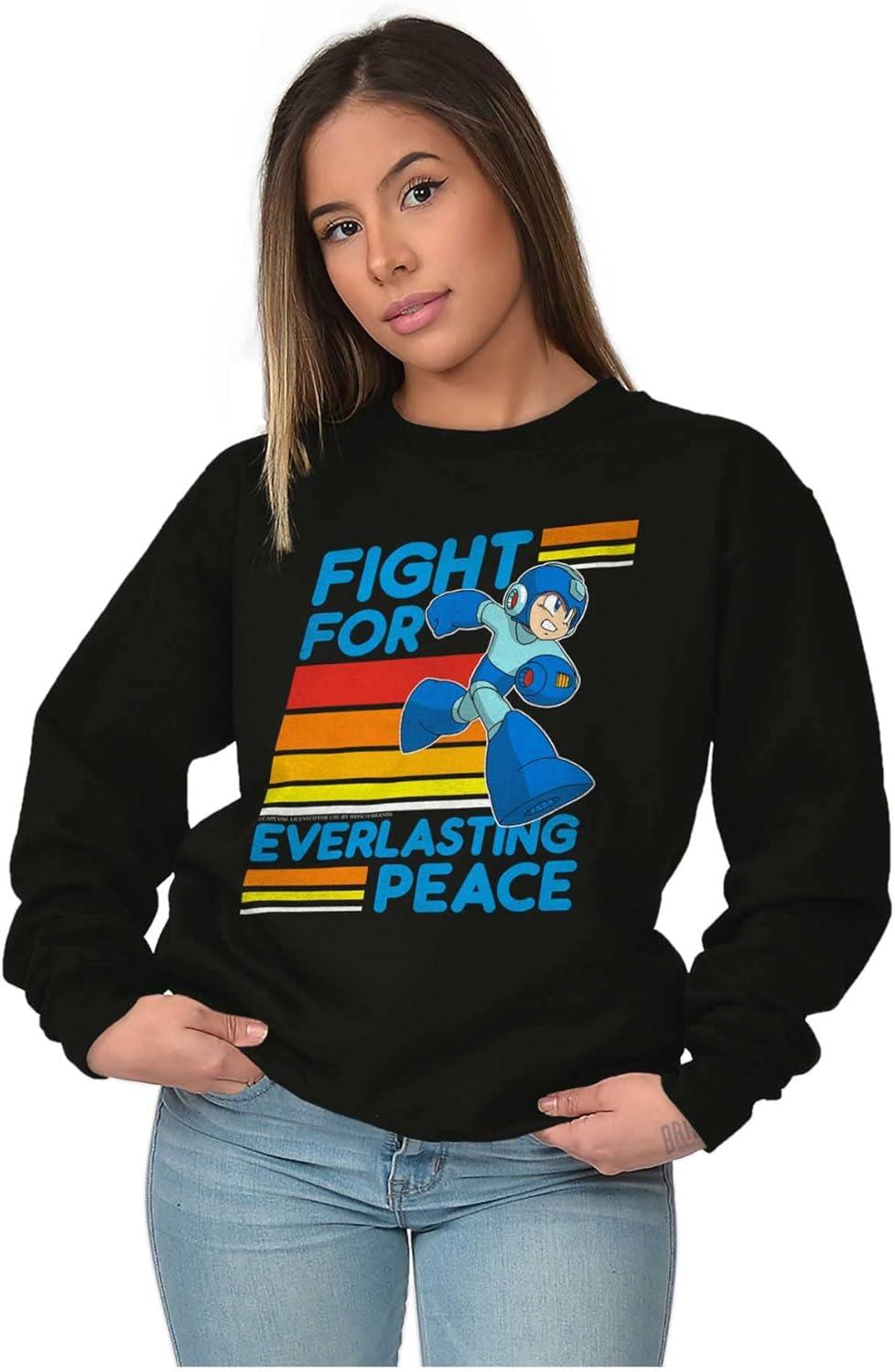 imageBrisco Brands Mega Man 90s Gamer Anime Character Sweatshirt for Men or WomenBlack