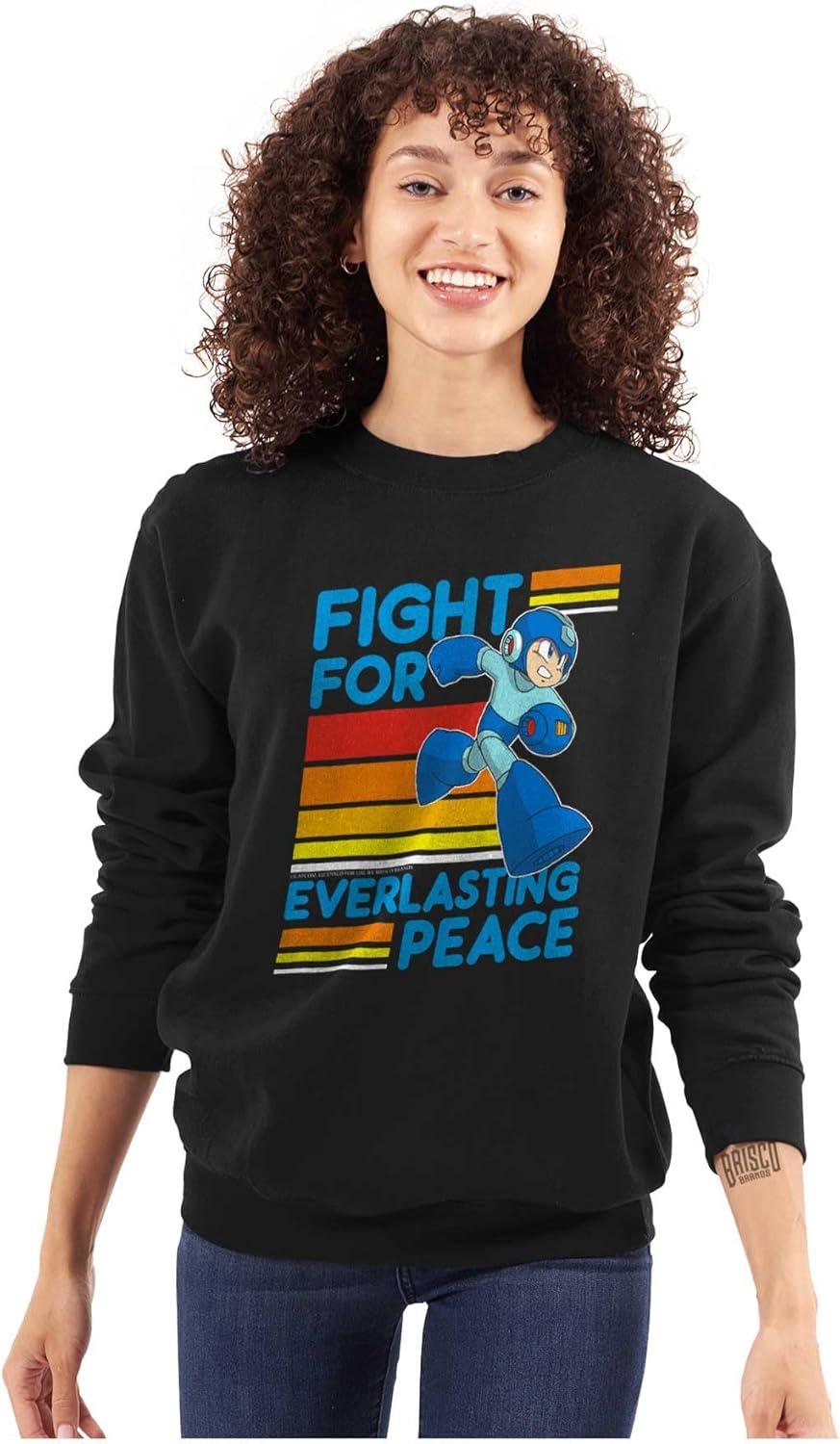 imageBrisco Brands Mega Man 90s Gamer Anime Character Sweatshirt for Men or WomenBlack