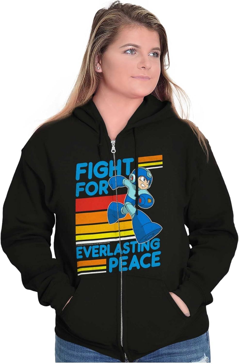 imageBrisco Brands Mega Man 90s Gamer Anime Character Zip Up Hoodie Mens Womens