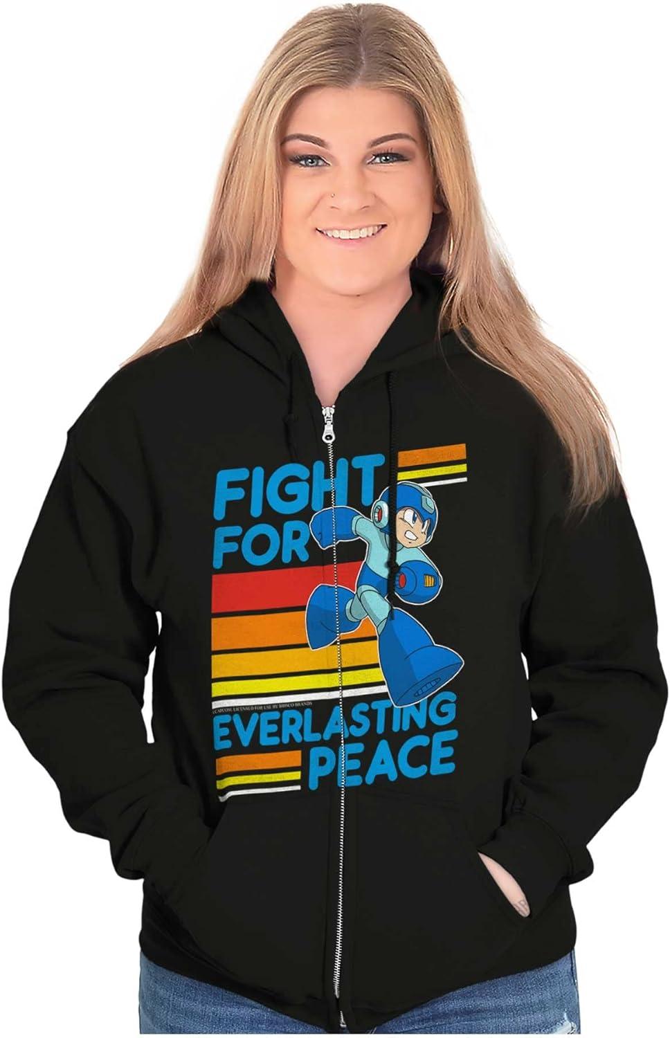 imageBrisco Brands Mega Man 90s Gamer Anime Character Zip Up Hoodie Mens Womens
