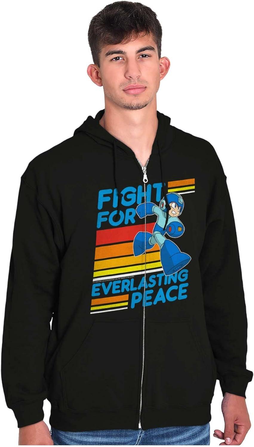 imageBrisco Brands Mega Man 90s Gamer Anime Character Zip Up Hoodie Mens Womens