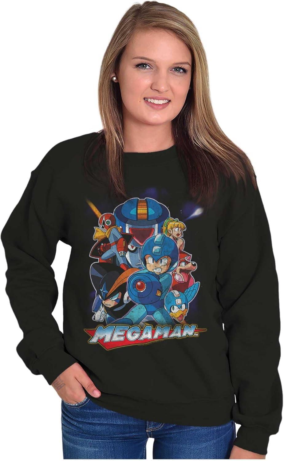 imageBrisco Brands Mega Man Characters Retro 1990s Gamer Sweatshirt for Men or WomenBlack