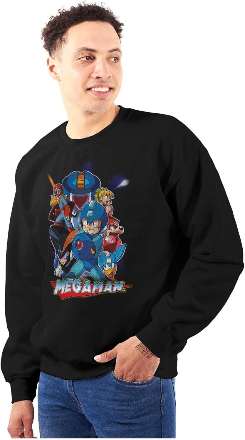 imageBrisco Brands Mega Man Characters Retro 1990s Gamer Sweatshirt for Men or WomenBlack