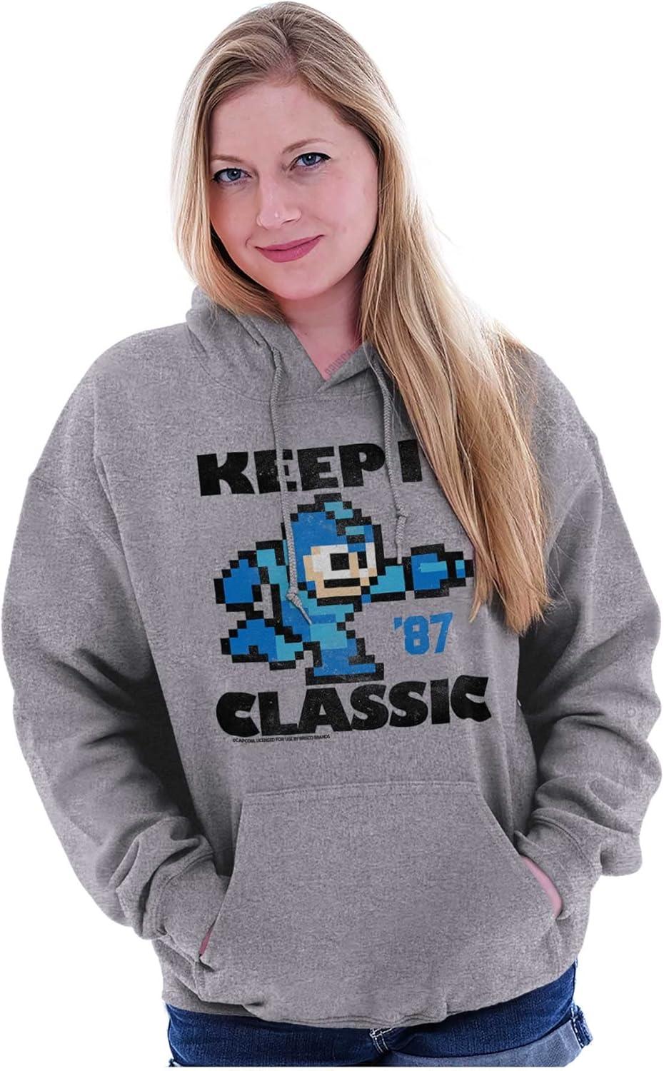 imageBrisco Brands Mega Man Keep it Classic 80s Gaming Hoodie Sweatshirt Women MenSport Grey