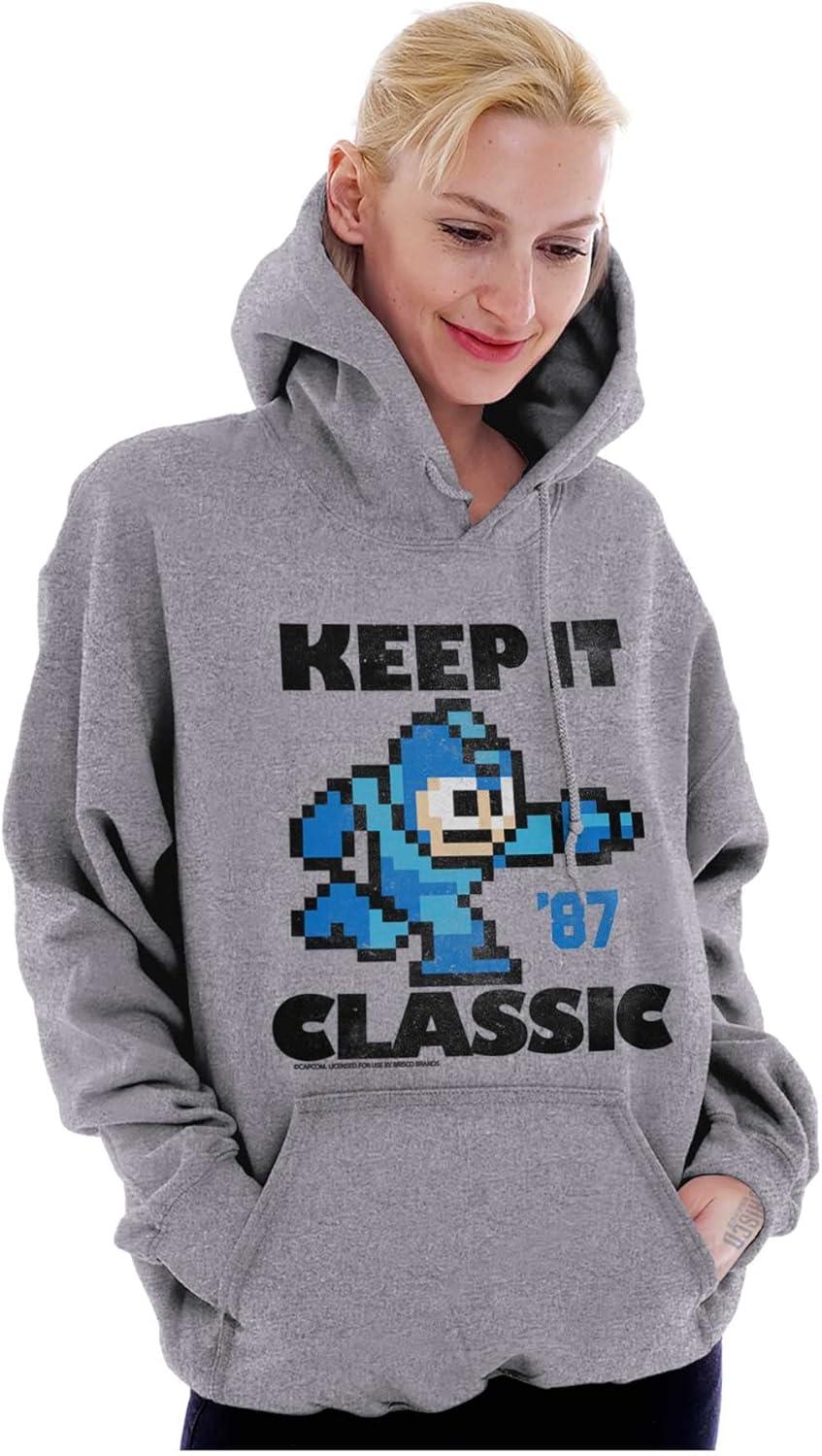 imageBrisco Brands Mega Man Keep it Classic 80s Gaming Hoodie Sweatshirt Women MenSport Grey