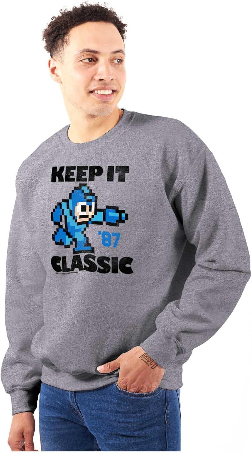 imageBrisco Brands Mega Man Keep it Classic 80s Gaming Sweatshirt for Men or WomenSport Grey